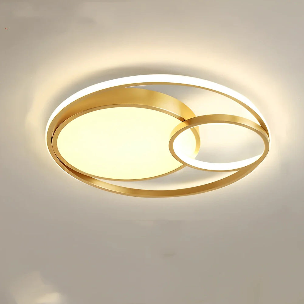 Nested round wrought iron chandelier in black 50cm with LED warm light dimming for living room, 10-15㎡ coverage