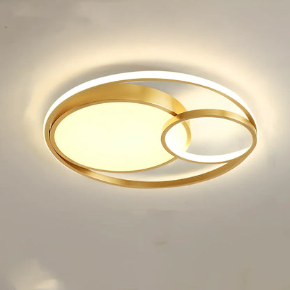 Nested round wrought iron chandelier in black 50cm with LED warm light dimming for living room, 10-15㎡ coverage