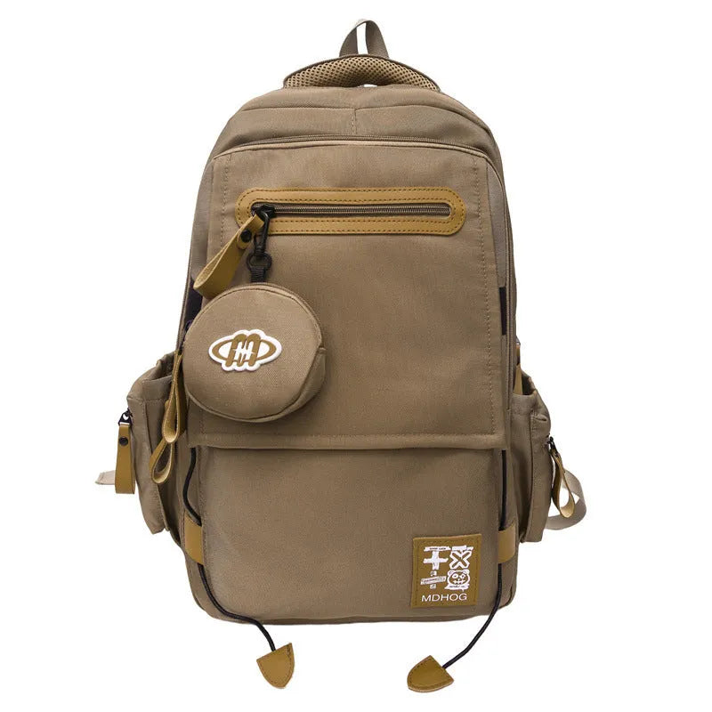 Large capacity waterproof nylon leisure travel backpack with contrast stitching in multiple colour options