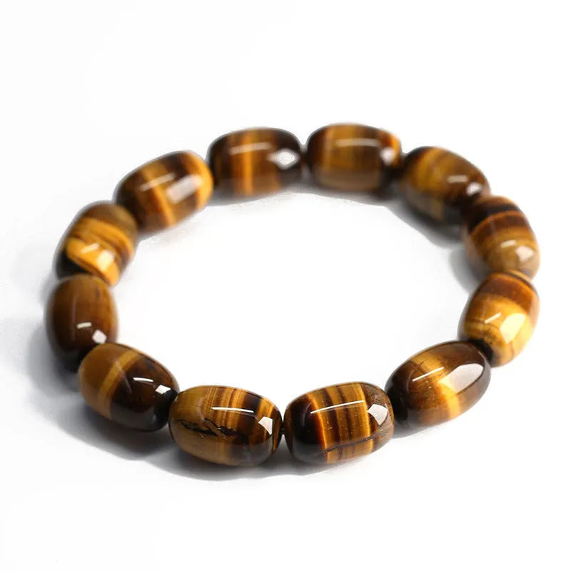 Natural yellow tigereye gemstone bracelet with ethnic constellation styling in two bead size options