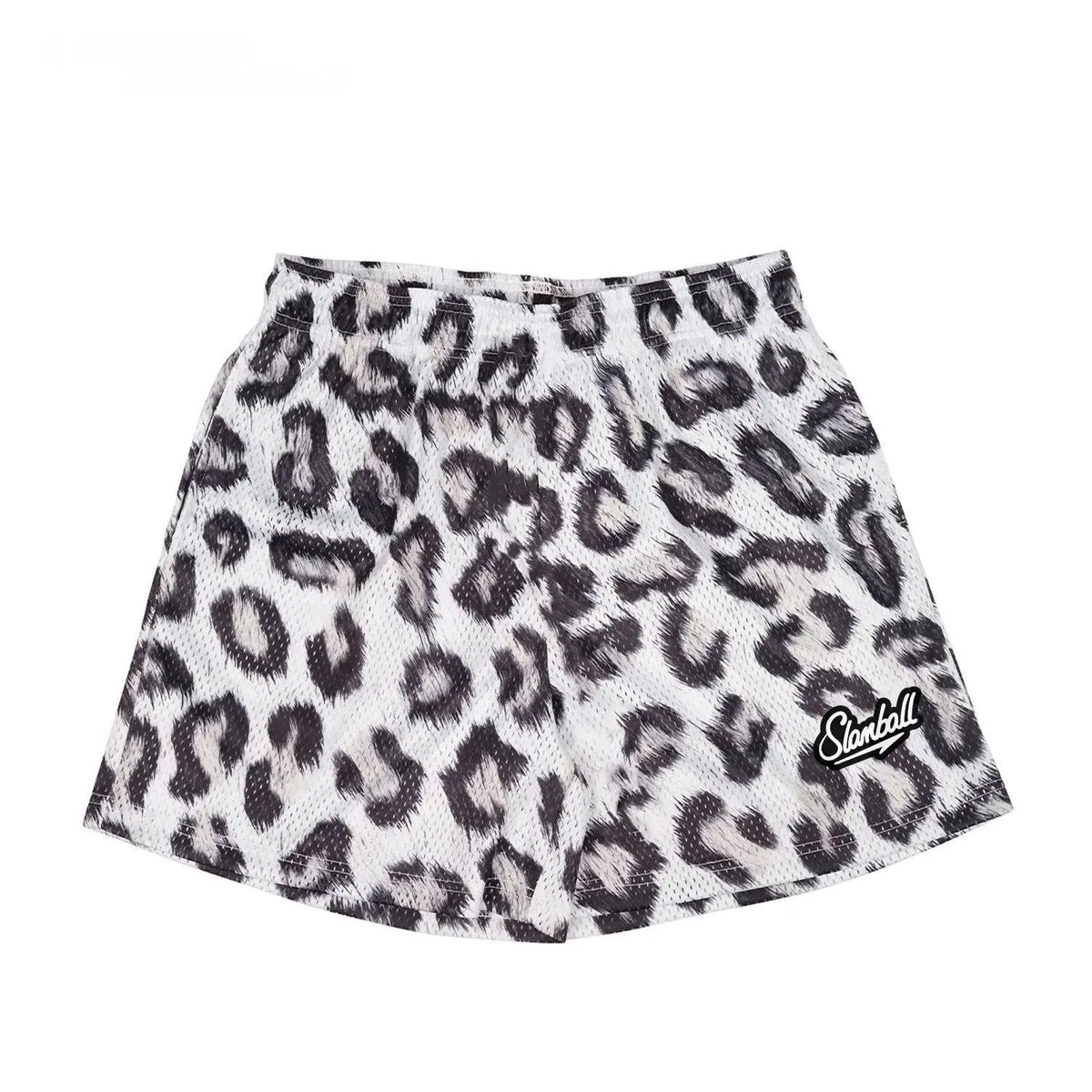 Men's leopard print quick-dry polyester sports shorts for basketball and fitness training