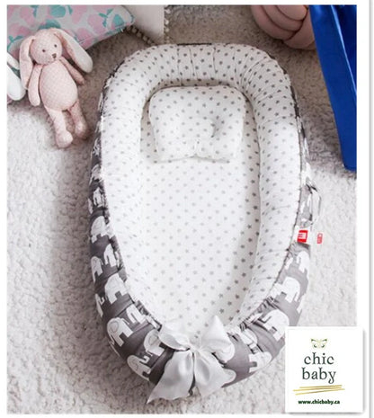 Cotton baby travel crib with removable washable cover in various cartoon designs