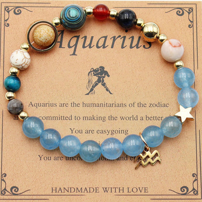 Handcrafted zodiac bracelets with natural stone beads and constellation designs