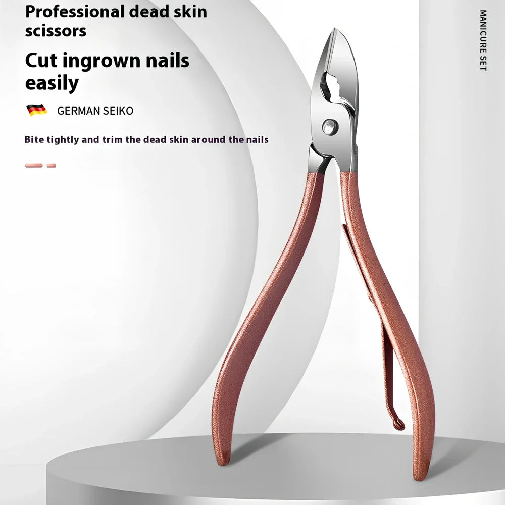 30-piece stainless steel nail beauty tool set showing five colour options with 260g weight