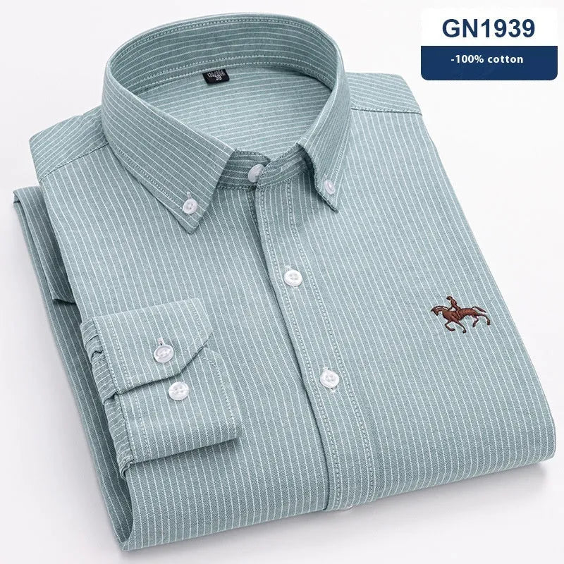 Men's pure cotton Oxford shirt with button-down collar in a choice of four colours.