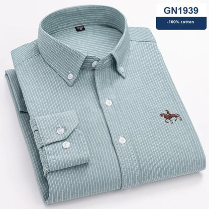 Men's pure cotton Oxford shirt with button-down collar in a choice of four colours.