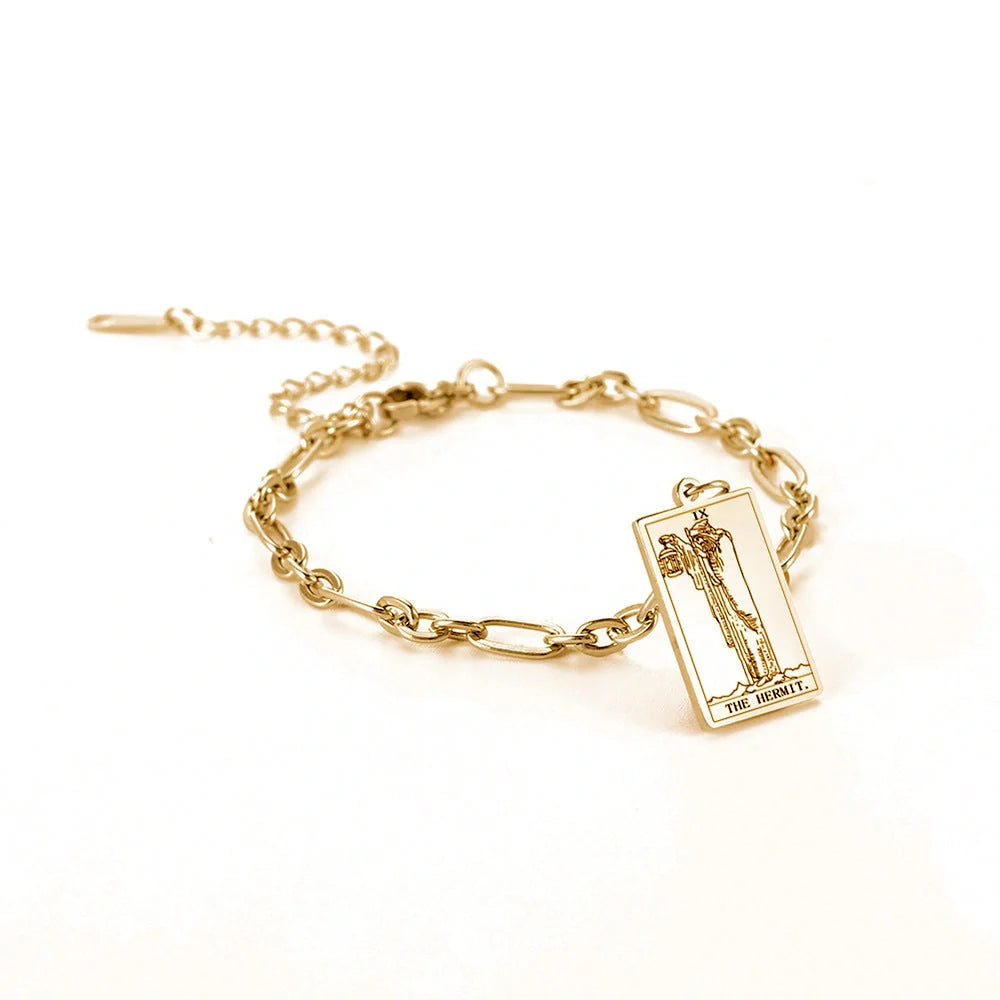 12 Tarot Card Series stainless steel bracelet with 18K gold plating