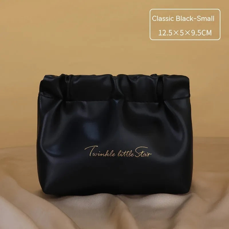 Leather travel toiletry bag with dry-wet separation compartments in caramel mocha colour