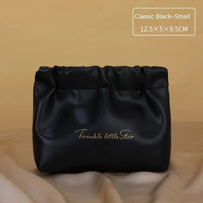 Leather travel toiletry bag with dry-wet separation compartments in caramel mocha colour