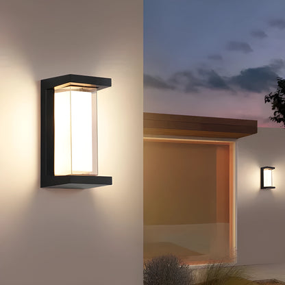White IP65 waterproof outdoor wall lamp with acrylic shade and optional motion sensor for garden security.