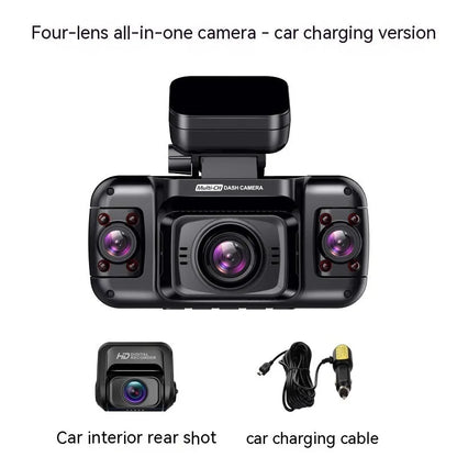 Plastic multi-lens dashboard camera with 2-inch screen for vehicle recording