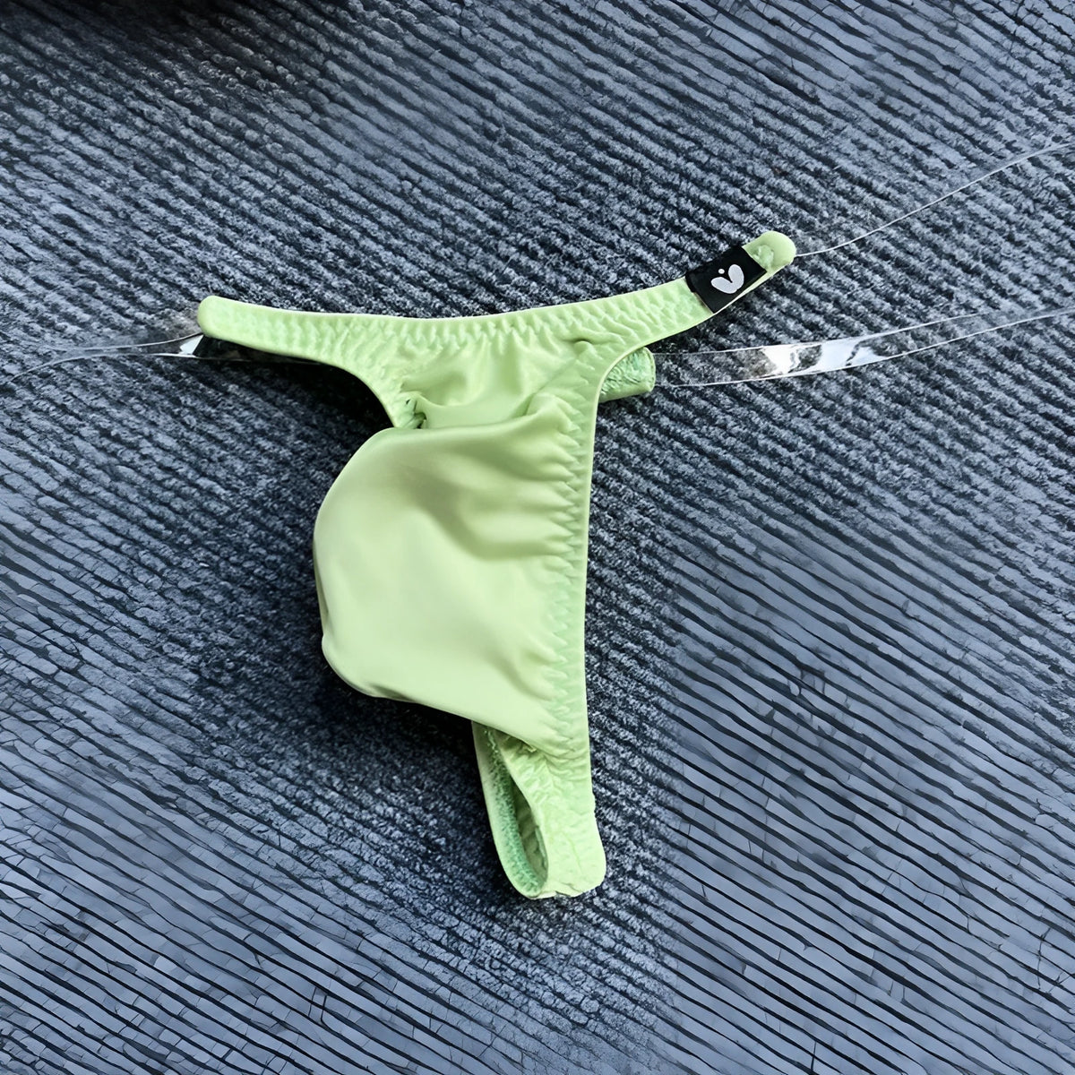 Invisible transparent belt low waist pouch underpants in nylon, T-back style, available in six colours and sizes M to XXL
