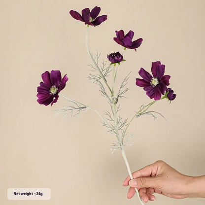 Small artificial Persian chrysanthemum bouquet in milky white colour with plastic stems and silk petals