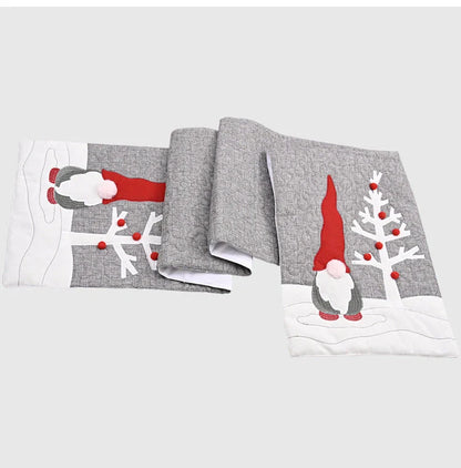 Christmas gnome plush doll grey table runner for festive table decoration