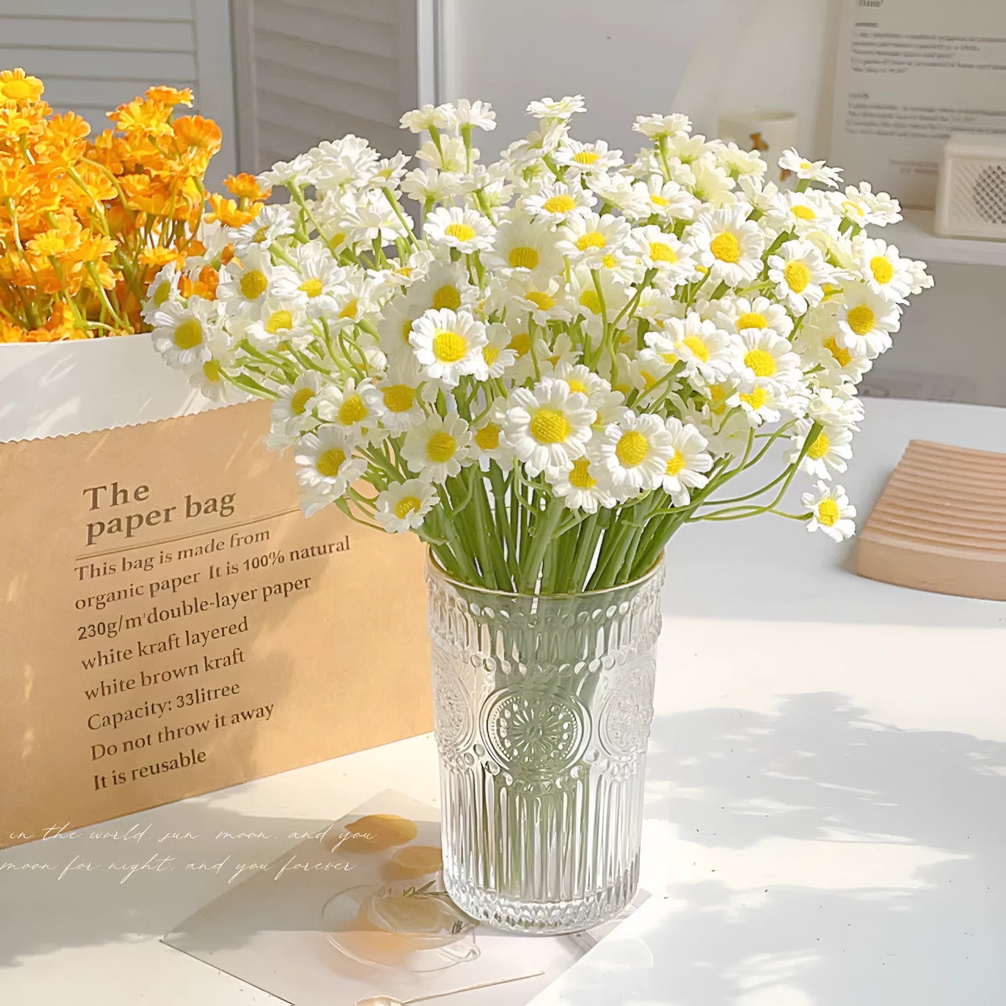 Artificial silk chrysanthemum bouquet in beige colour for wedding and photography use