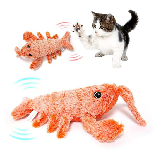 Energetic Leaping Lobster USB-powered pet toy with 3-mode swinging tail motion