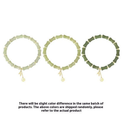 Green Chinese bamboo design hetian jade bracelet and necklace jewellery set