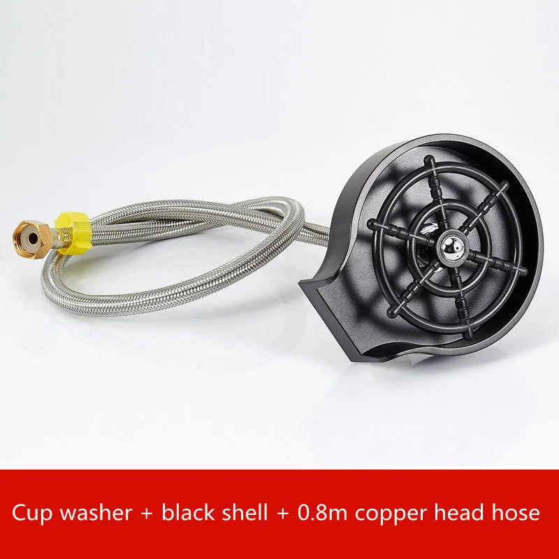 Automatic cup washer faucet with high-pressure spray nozzle for bar and kitchen counters.