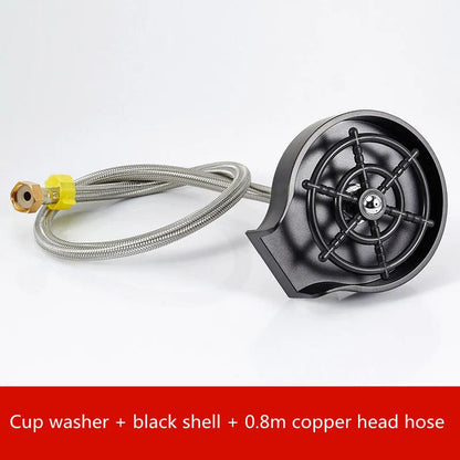 Automatic cup washer faucet with high-pressure spray nozzle for bar and kitchen counters.