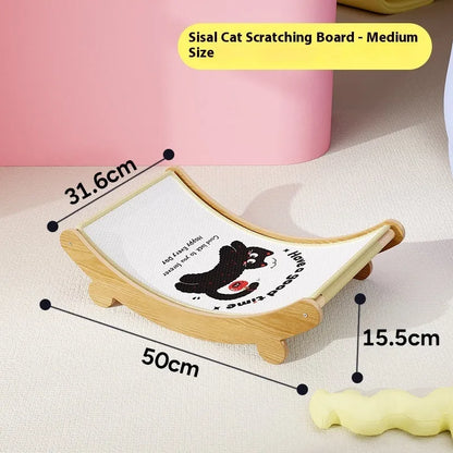 U-shaped sisal cat scratch board and nest available in three sizes.