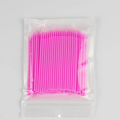 Disposable micro applicator brushes with coloured plastic handles and bendable cotton swab tips