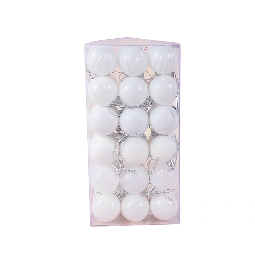 36 Christmas balls in 16 colours including rose gold and champagne gold, 4cm diameter
