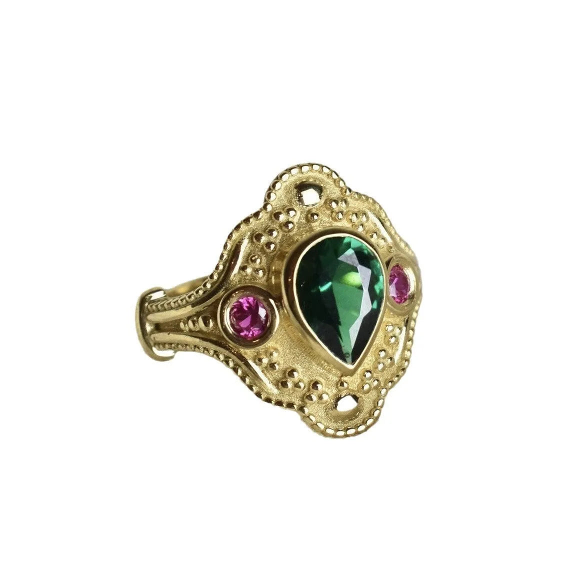 Women's gold-plated geometric ring in golden lvzuan colour with alloy construction and electroplating treatment
