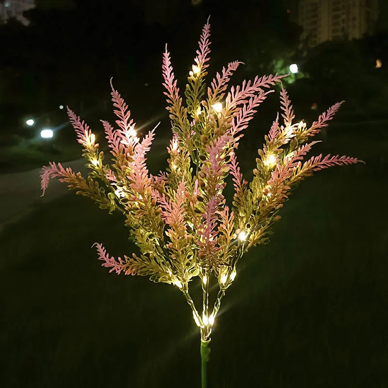 Solar garden LED floor lamp with flower shape, 74cm tall, in lavender colour option