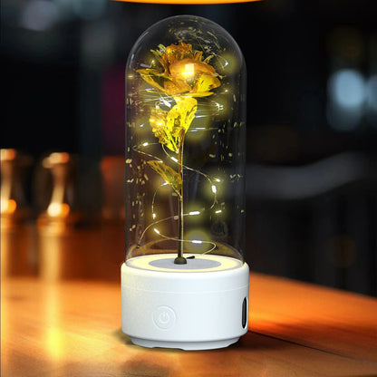 Elegant rose-themed LED light and Bluetooth speaker for romantic ambience and immersive audio experiences