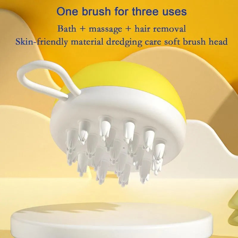3-in-1 dog shampoo brush with massage points for bath time grooming