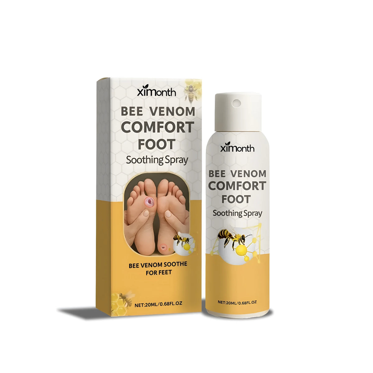 20ml pump spray bottle of foot repair lotion for cracked heels and dry skin.