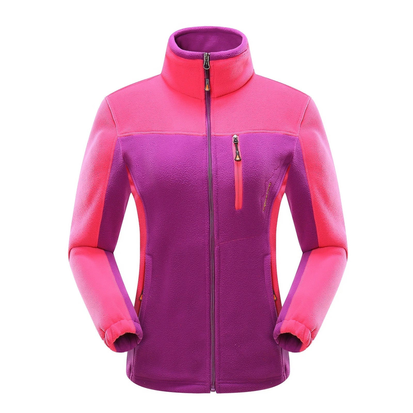 Polar fleece couple cardigan with contrasting colour panels in autumn winter wear