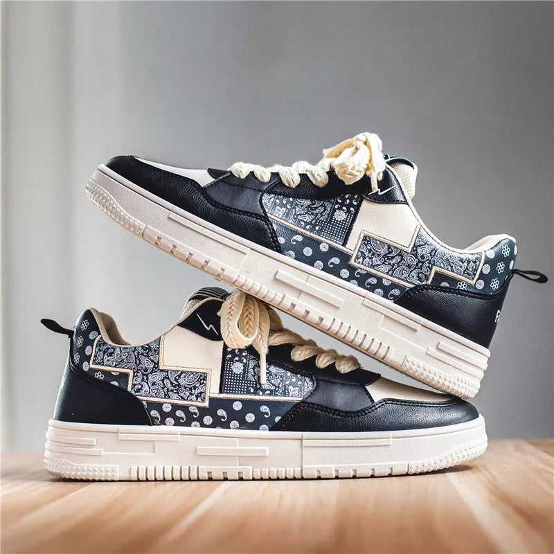 Male Student Sports Casual Shoes in beige, white and blue, and beige and black colours