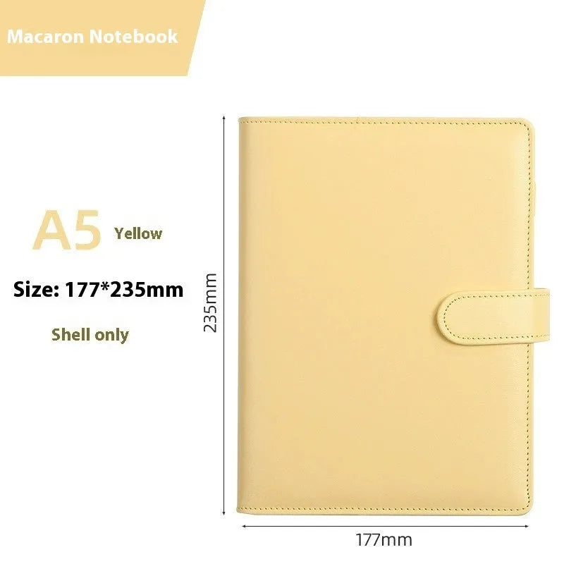 A5 PU leather notebook binder shell with zipper closure in a solid colour.