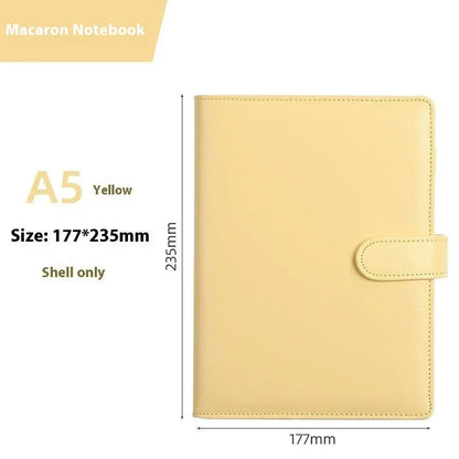 A5 PU leather notebook binder shell with zipper closure in a solid colour.