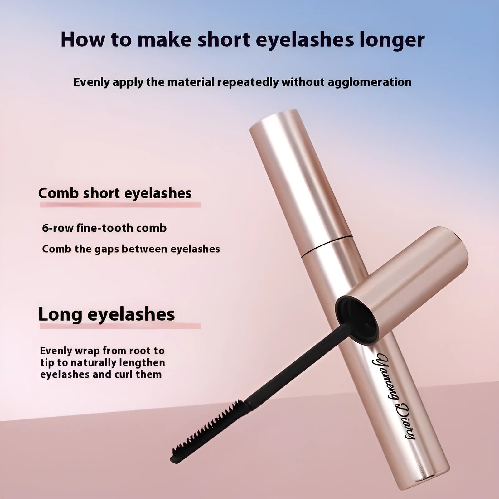 Black and brown long curling long-lasting mascara with fibre brush applicator
