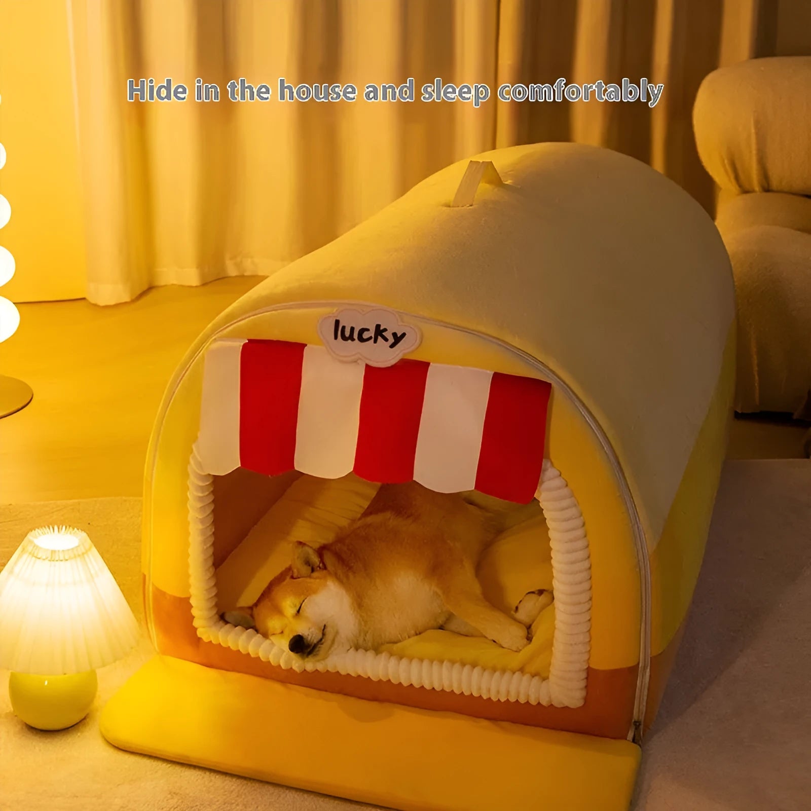 Painted fabric dog bed with sponge cushion in Loomi Brown-Coffee colour, shown in Large 50x40x35cm size.