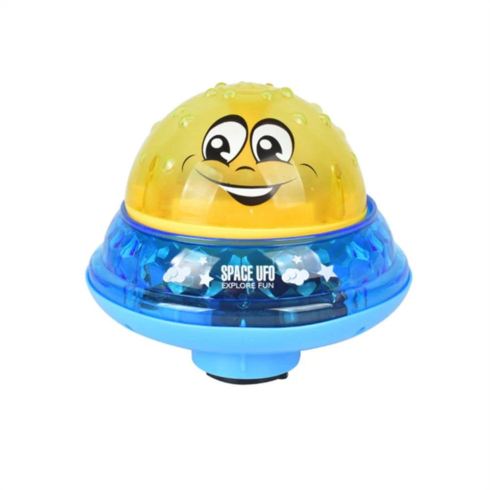 Colorful spray water fountain toy with rotating water display, perfect for toddlers' bath time fun