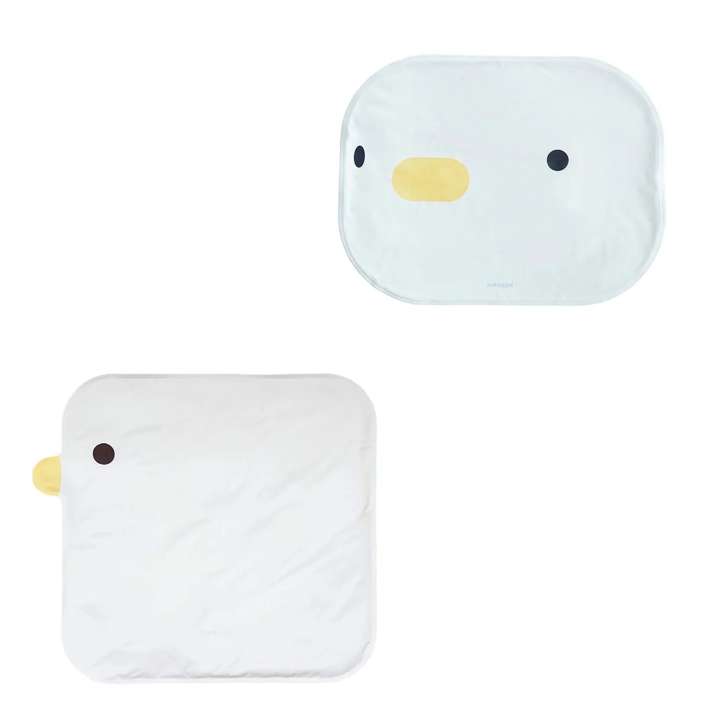 Washable chick-shaped pet cooling mat with non-stick surface for dogs and cats