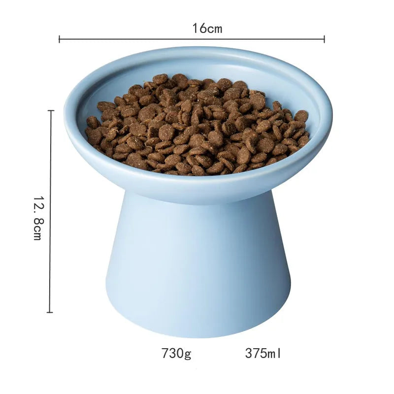 16cm extra wide elevated lead-free ceramic cat bowl for food and water