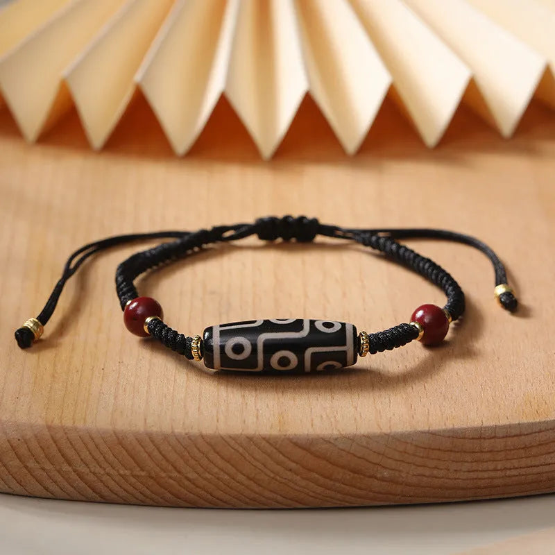 Shrinkable Tibetan agate Dzi bead bracelet for men with adjustable couple-style design