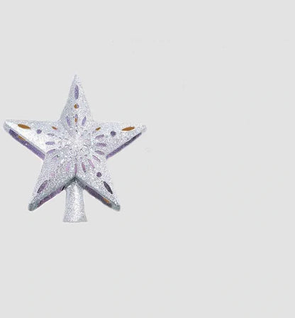 Christmas tree topper star with LED snowflake projector in silver and gold