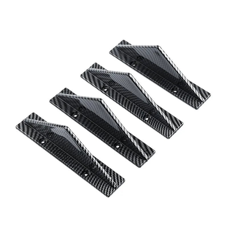 Black triangular car rear spoiler made of ABS plastic, 15cm wide, with mounting screws and adhesive.