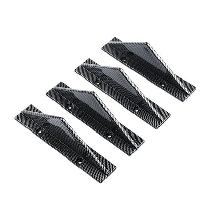 Black triangular car rear spoiler made of ABS plastic, 15cm wide, with mounting screws and adhesive.