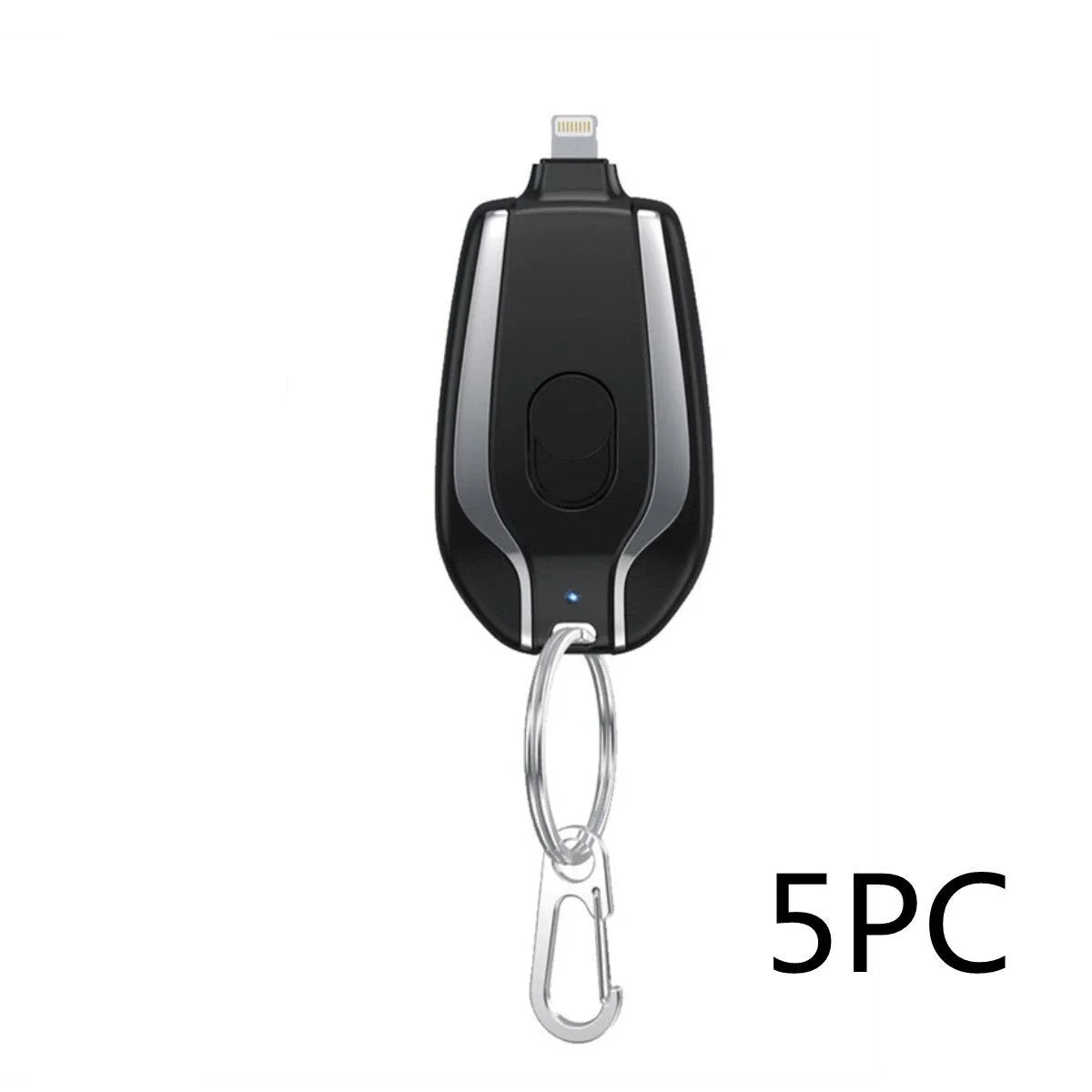 Compact 1500mAh power bank with carabiner clip, perfect for charging smartphones, tablets, and other USB devices on the go