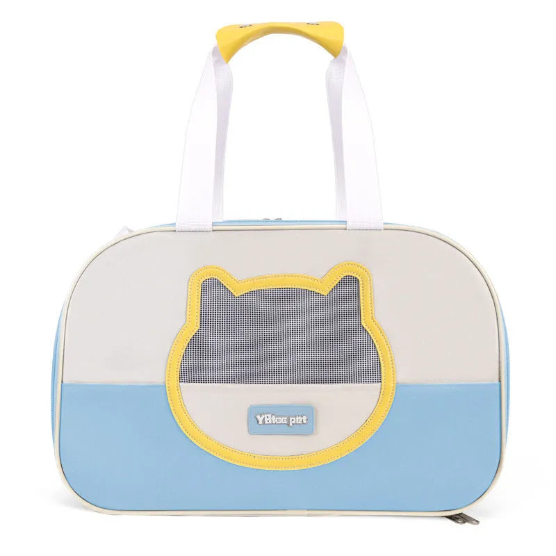 Outdoor portable foldable cat backpack in Oxford cloth with contrast colour design and 15 Jin capacity