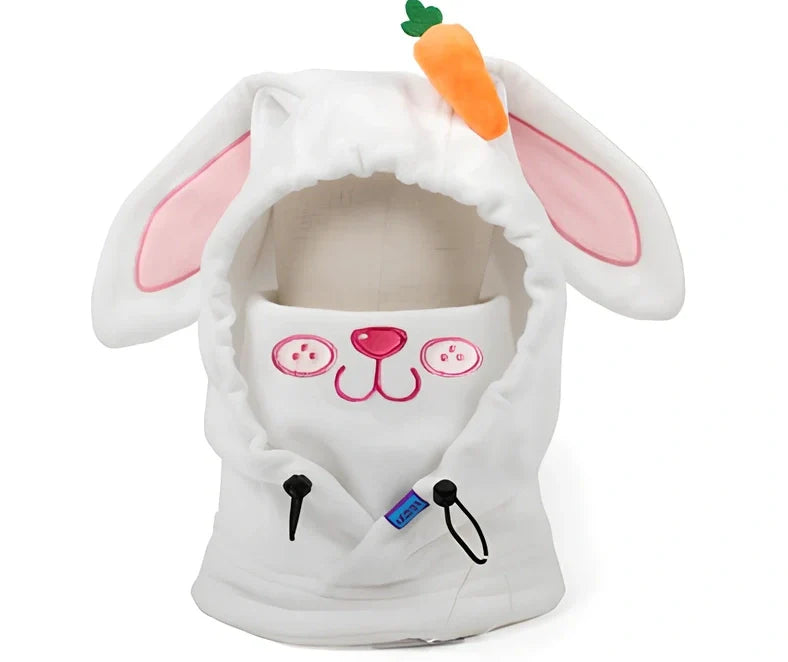 Ski helmet cover with cartoon animal designs including brown bear and white bear patterns for winter sports