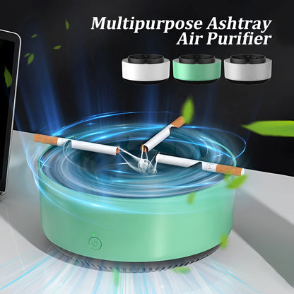Portable automatic air purifier ashtray with negative ion technology for smoke removal