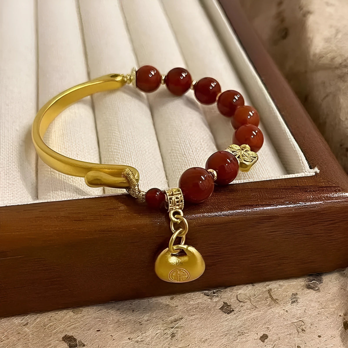 Golden south red ingot charm bracelet in antique style for women