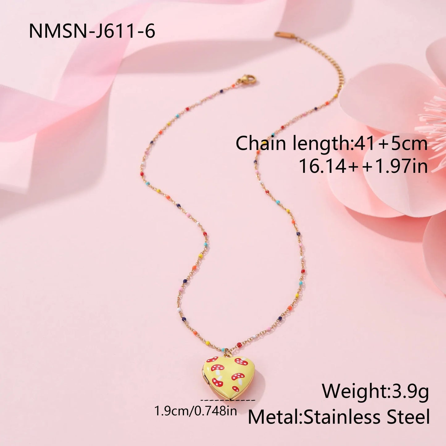 Stainless steel fruit pendant necklace with gold plating on adjustable 41-50cm chain